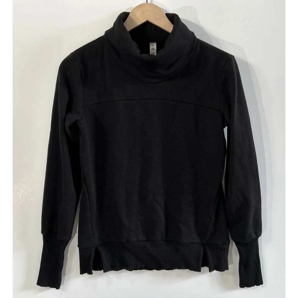 ALO YOGA Haze Long Sleeve Black Sweat Top Yoga Women's Sweatshirt Size XS